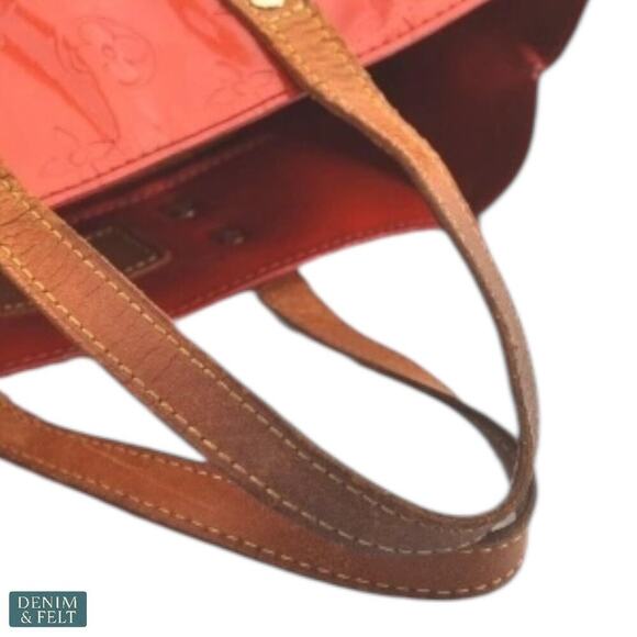 Louis Vuitton Reade PM Vernis Red Monogram Patent Leather Tote Bag Authentic - Picture 10 of 16